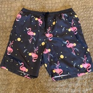 Men’s flamingo swim trunks